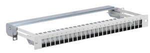 Patch panel 19" 1U 24 porty. wysuwany. Szary