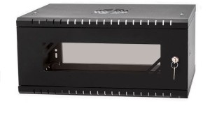 Szafa Rack 19" wisząca - 4U - 450mm - szyba - czarna