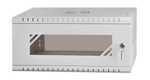 Szafa Rack 19" wisząca - 4U - 450mm - szyba - szara