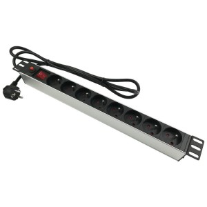 Listwa zasilajaca szaf RACK 19" - 8 gniazd 230V z wyłącznikiem i zabezpieczeniem, 1.8m