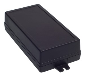 Obudowa z mocowaniem do montażu na ścianę 74x40x145-czarna-pełna z uszami-ABS